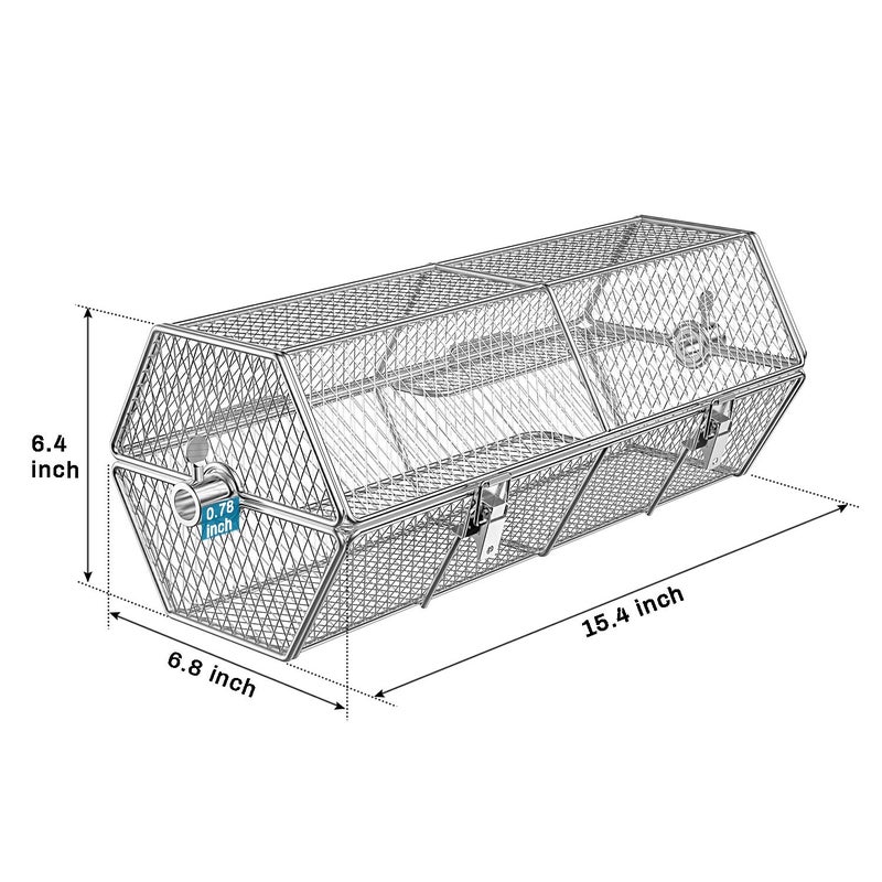 Skyflame Stainless Steel Round Tumble Rotisserie Grill Basket for Partitioned Food Grilling - Fits for 5/16 Inch Square, 3/8 Inch Square, 3/8 Inch Hexagon, 1/2 Inch Hexagon Spit Rods - Image 2